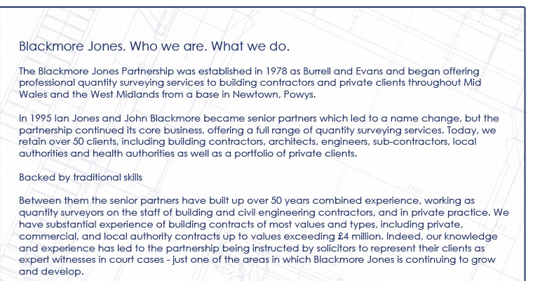 Blackmore Jones Partnership - Who we are. What we do.